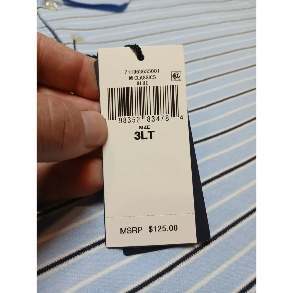 NWT Polo Ralph Lauren Shirt Men 3LT Big & Tall Blue Striped Soft Cotton Polo